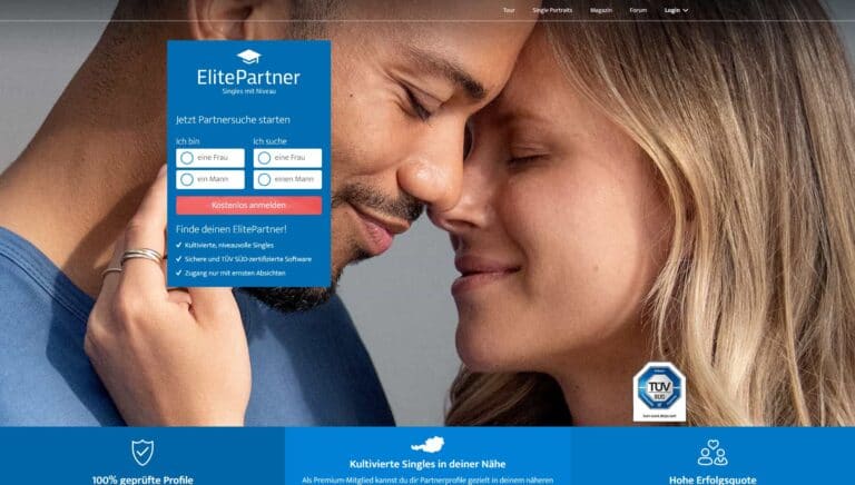 ElitePartner.at screenshot July 2022